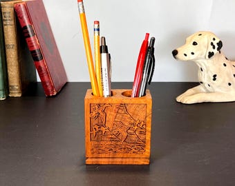 Lasercraft Wood Pen and Pencil Holder, Ducks in Flight