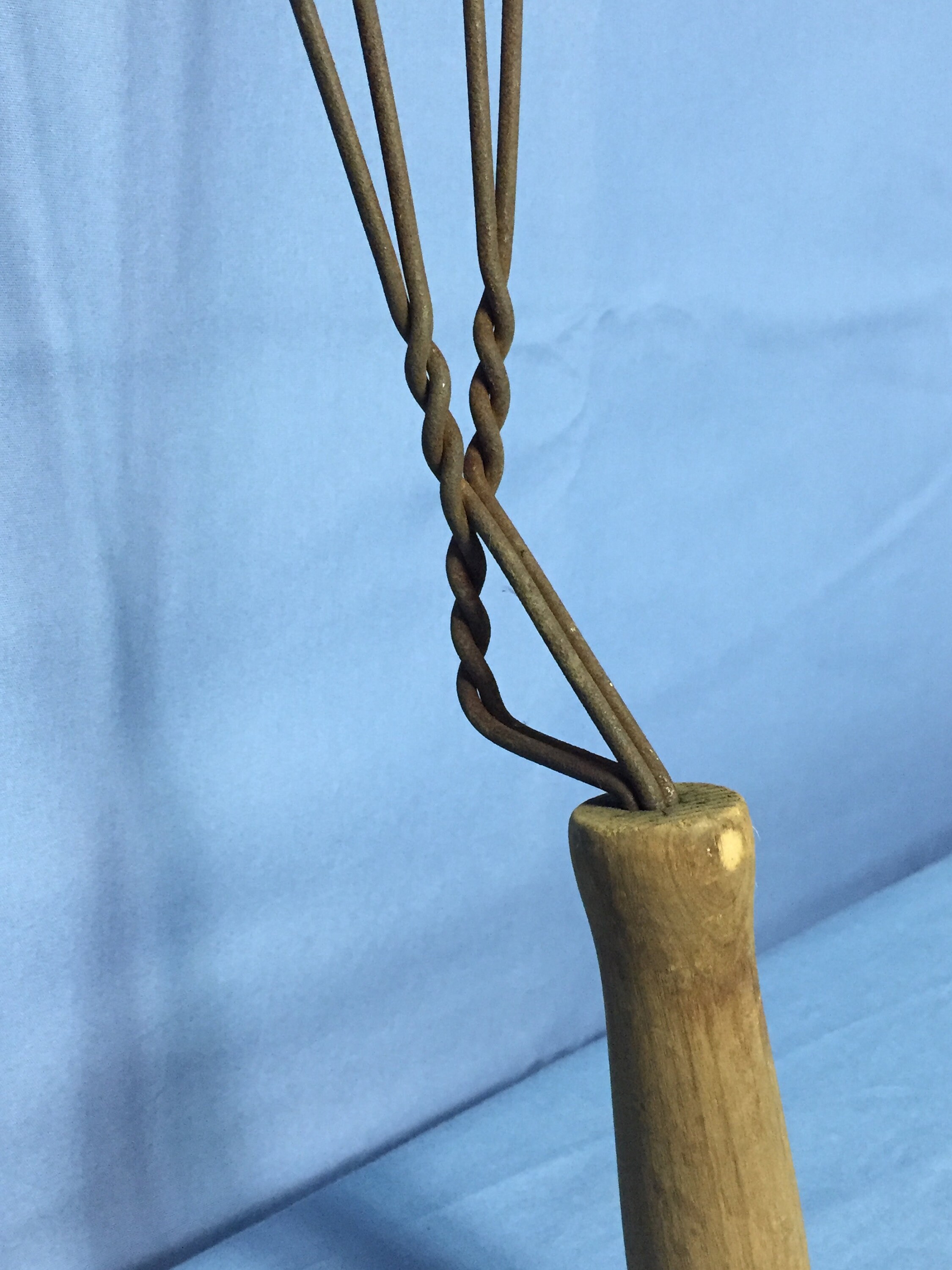 Reserved for Glenn Antique Twisted Wire Rug Beater with Wooden Handle