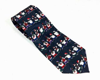 Addiction Christmas Necktie, Penguins Ice Skating