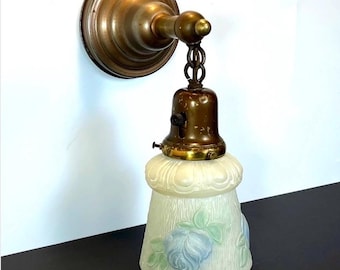 Antique, 1920's Brass Electric Wall Sconce: 5 Shade Options