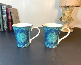 Port Townsand / 222 Fifth "Eva Opulent" Blue, 10 fl oz Mugs, Set of 2
