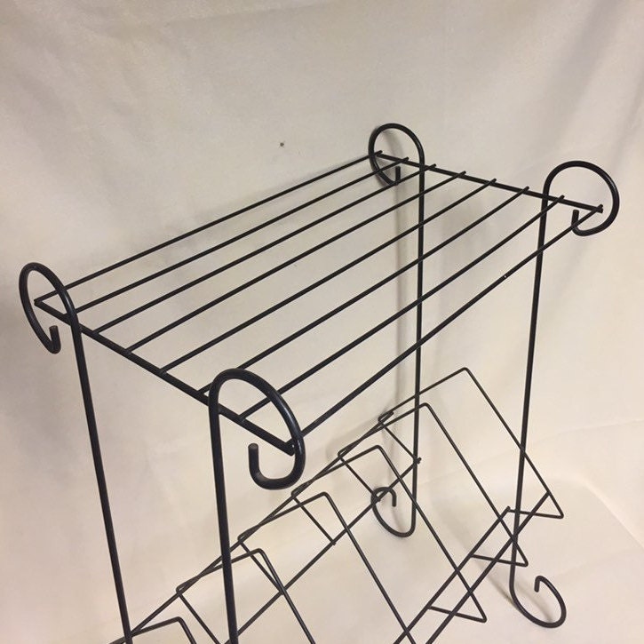 Mid Century Metal Wire Record Player Stand with Record Storage, Black Metal Wire Music Album ...