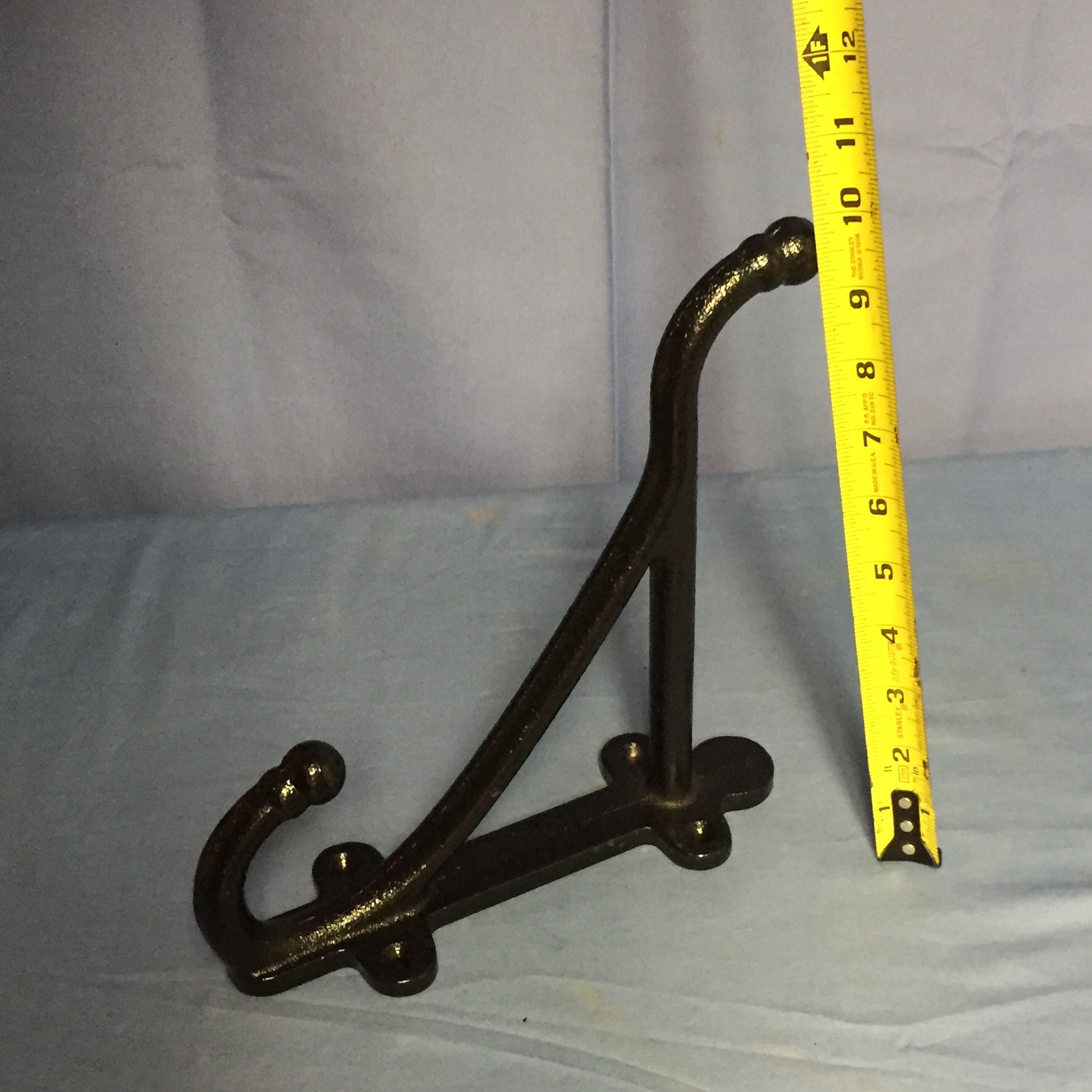 Pair of Large 10 Black Iron Horse Saddle Hooks, Barn Hooks, Horse Tack, Heavy Duty Shelf