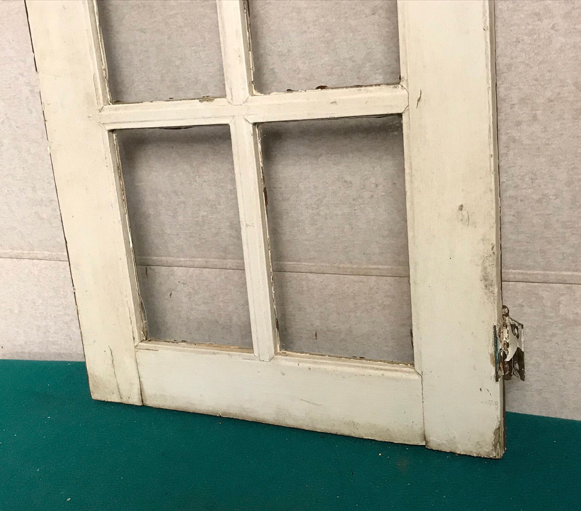 Unique Small Wooden Hinged Window Sash w/ Original 4 Pane Glass and