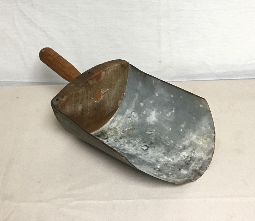 Galvanized Metal Scoop with Wood Handle, General Store, Grain Scoop