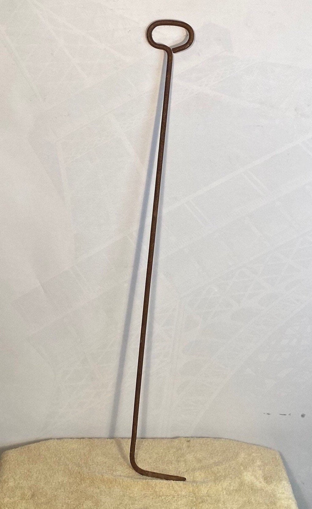 Antique Large 40 Hand Iron Fireplace Log Poker, Primitive