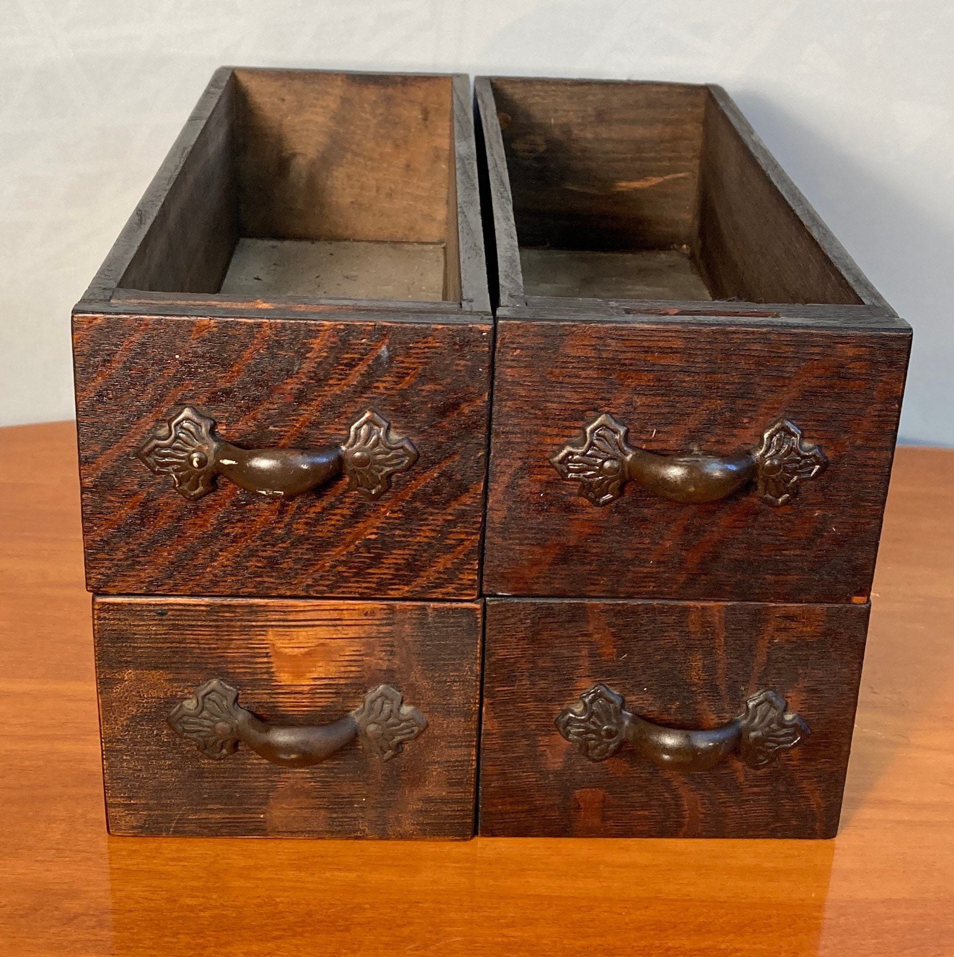 Set of 4 Wooden Singer Sewing Machine Drawers w/ Original Frames, Oak