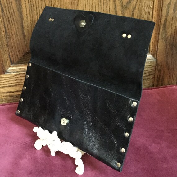 Moss Mills, Black, Leather, Fold Over Clutch, Pur… - image 7
