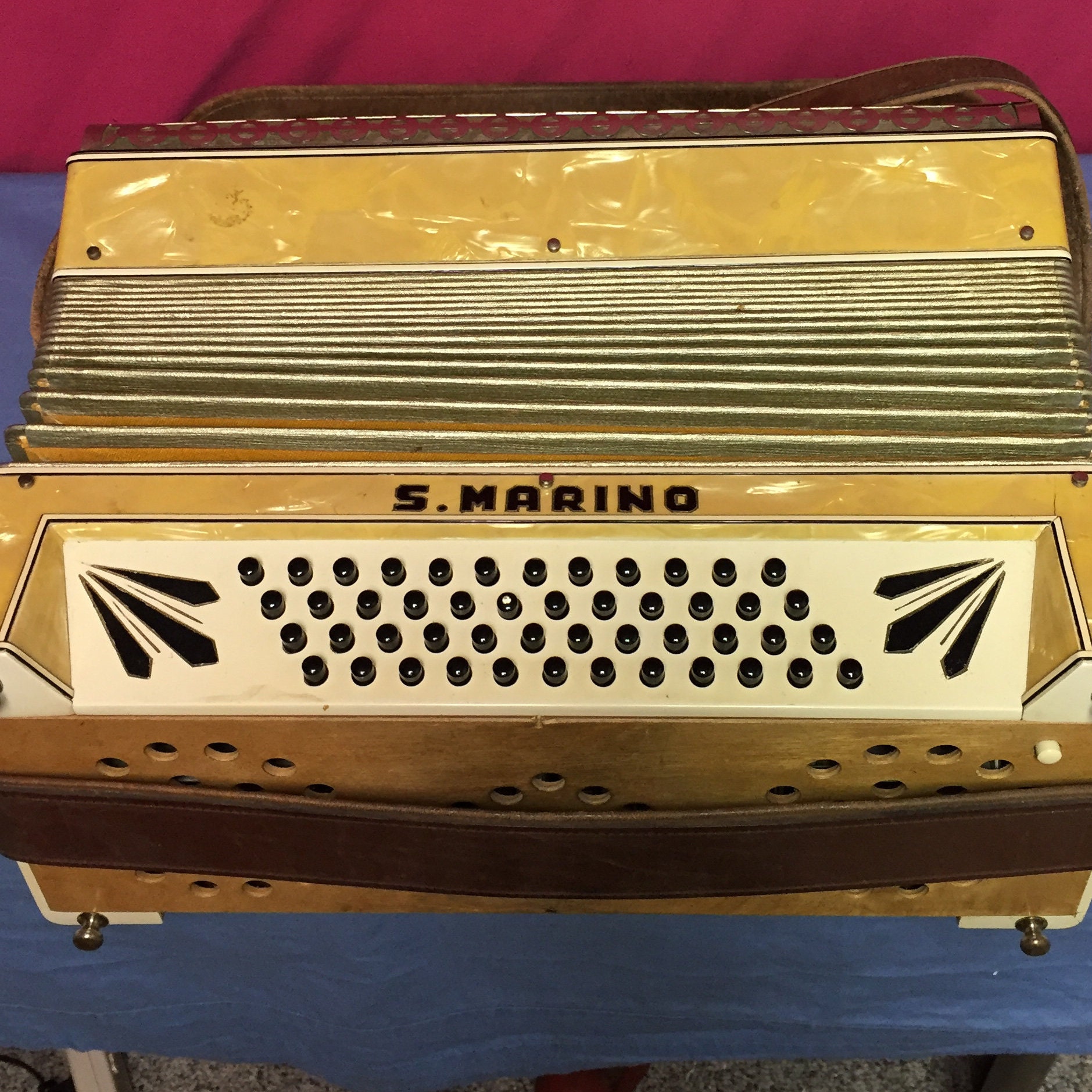 Vintage S Marino Accordion with Original Case and Straps Works and
