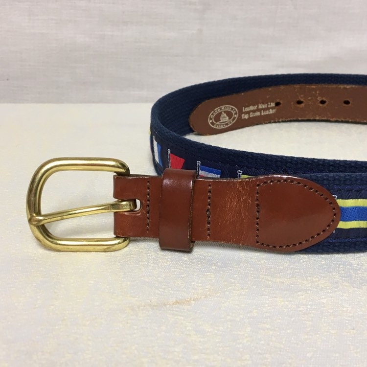 Leather Man Ltd Nautical Code Canvas Belt, Canvas and Leather Men's