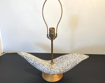 Mid Century Modern Ceramic Table Lamp: Popcorn Glaze, Boomerang