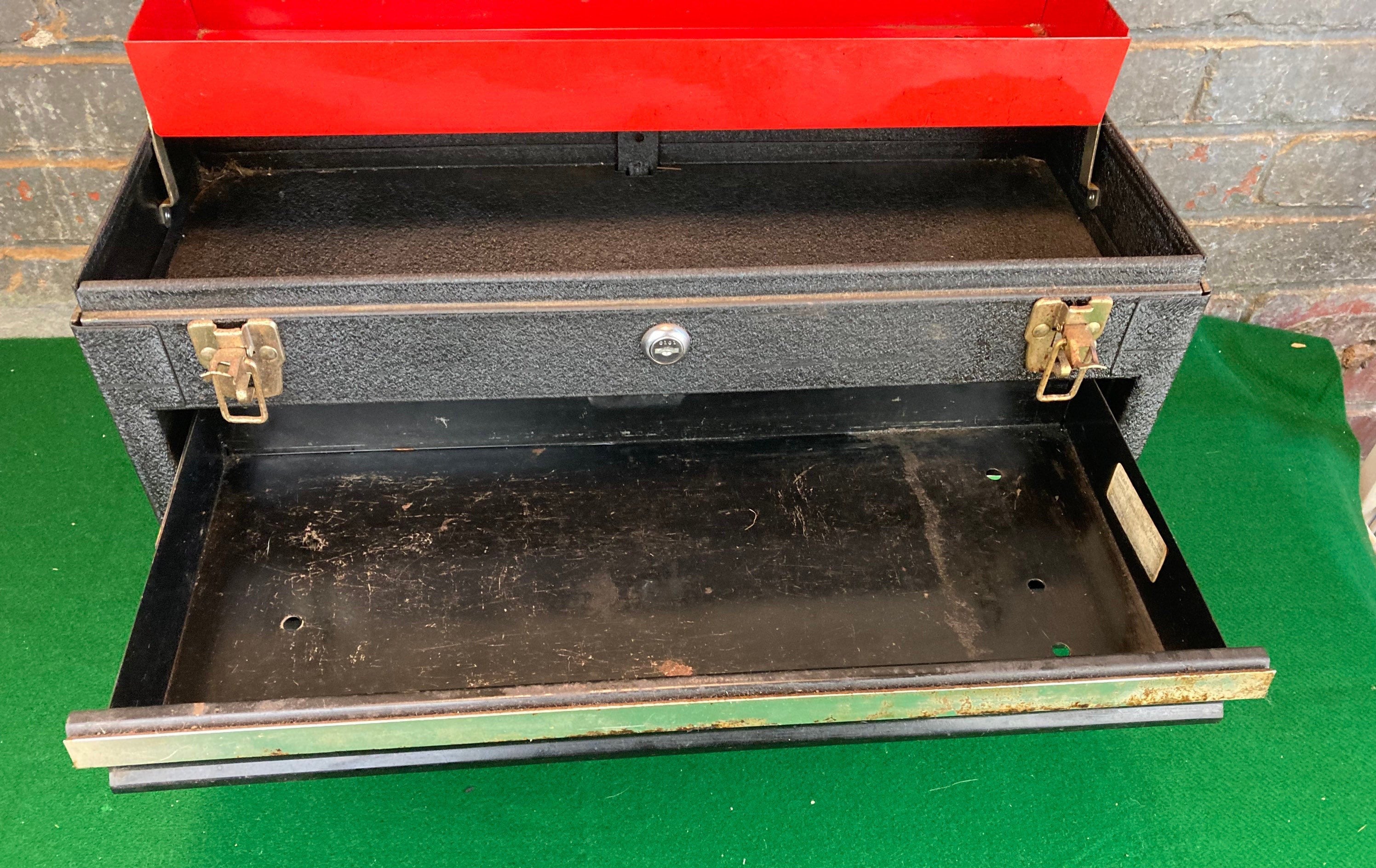 Vintage Sears Steel Mechanic's 3 Drawer Tool Box Chest with Top Storage