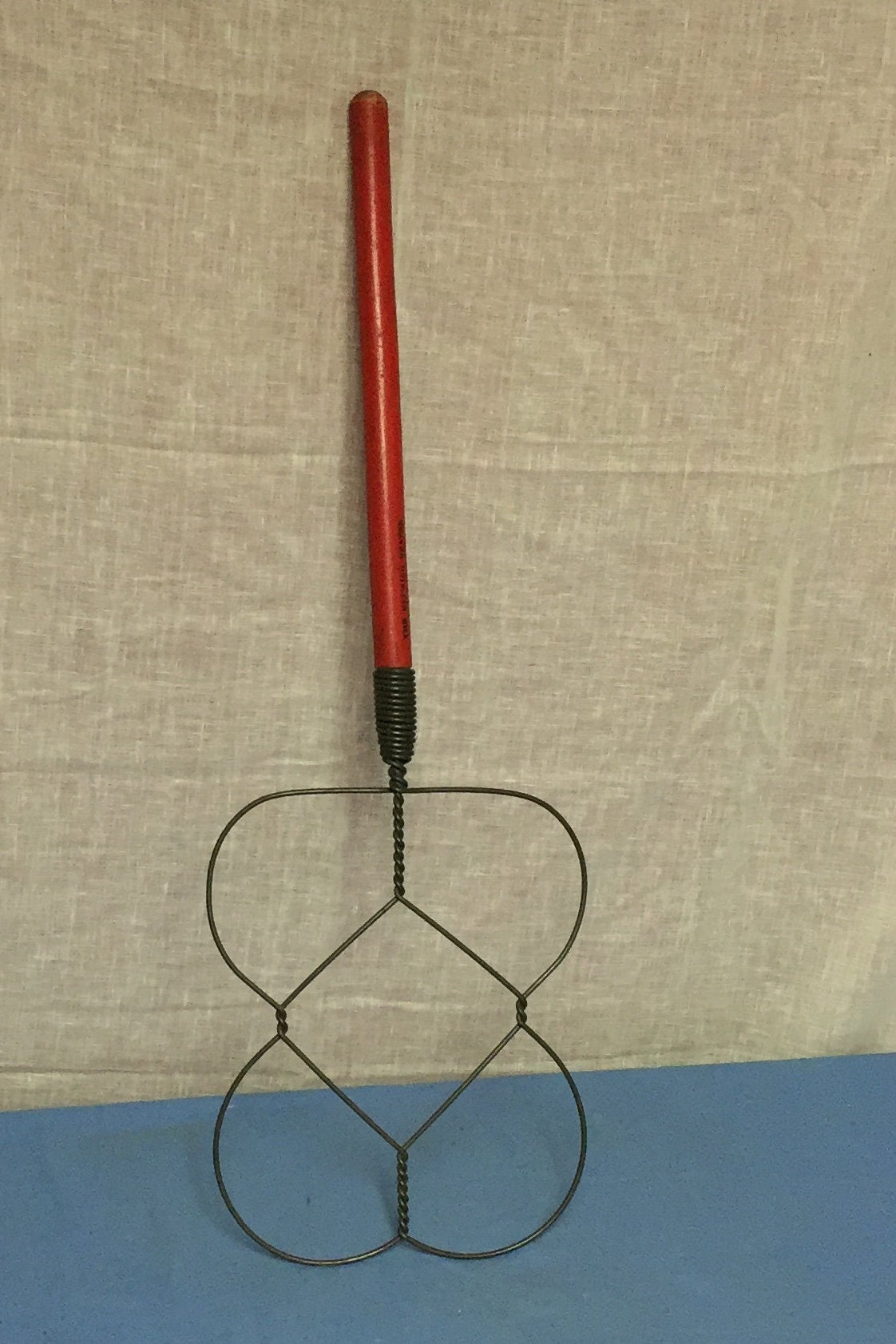 Antique 1920's BATWING BEATER Rug Beater with Red Wooden Handle