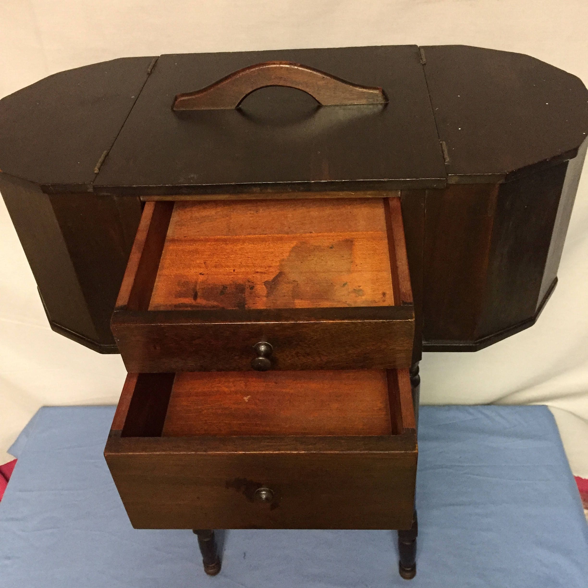 On hold for weidteyvonne Antique Martha Washington Style, Wooden Sewing