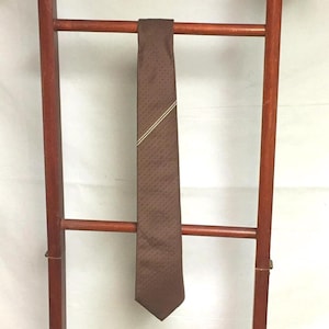 Vintage Don Loper Beverly Hills Tie: Brown Polyester Pinstripe