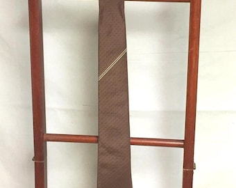 Don Loper Bevery Hills Men's Tie, Brown Polyester Tie, Brown Textured Tie, Brown Tie with White Pinstripes