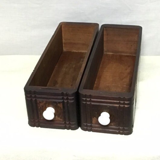 Set of 2 Singer Sewing Machine Drawers with White Porcelain Knobs