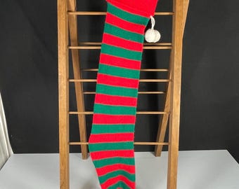 Green and Red Striped Knit Stockings Kurt Adler 1982