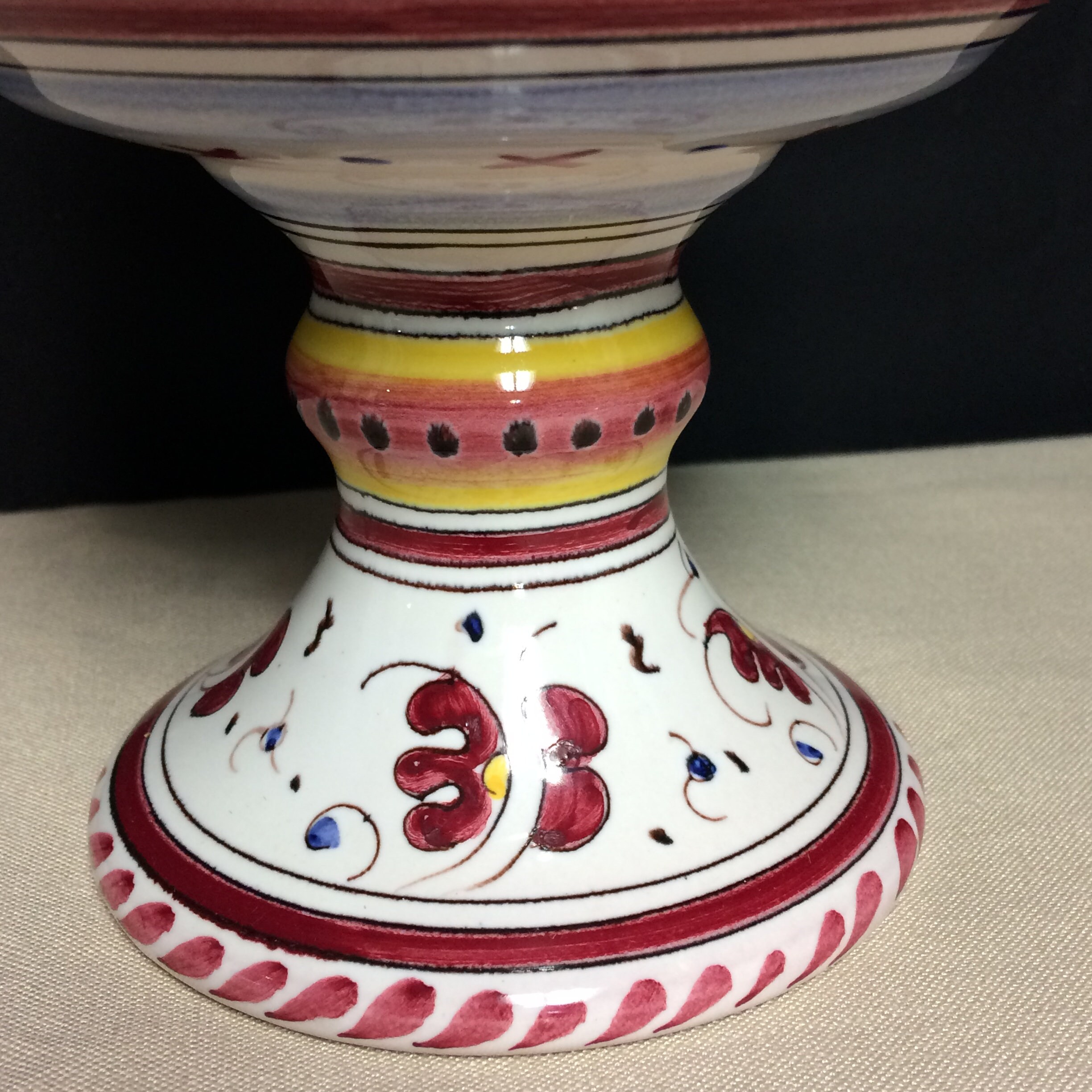 Deruta Italian Pottery Goblet, Red Rooster Ceramic Goblet,