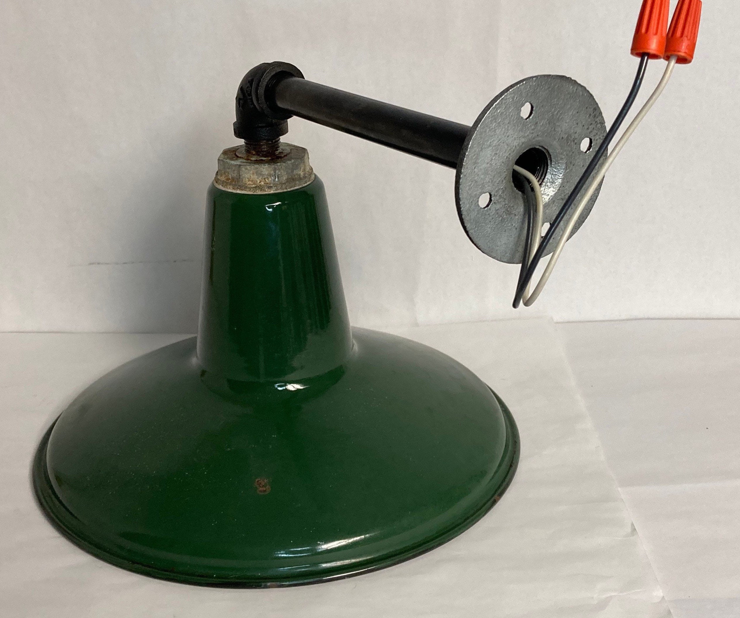 1940’s Benjamin Original Green Porcelain Barn Light Fixture Electric