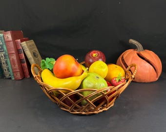 Open Weave, Round, Willow Basket, Made in Yugoslavia