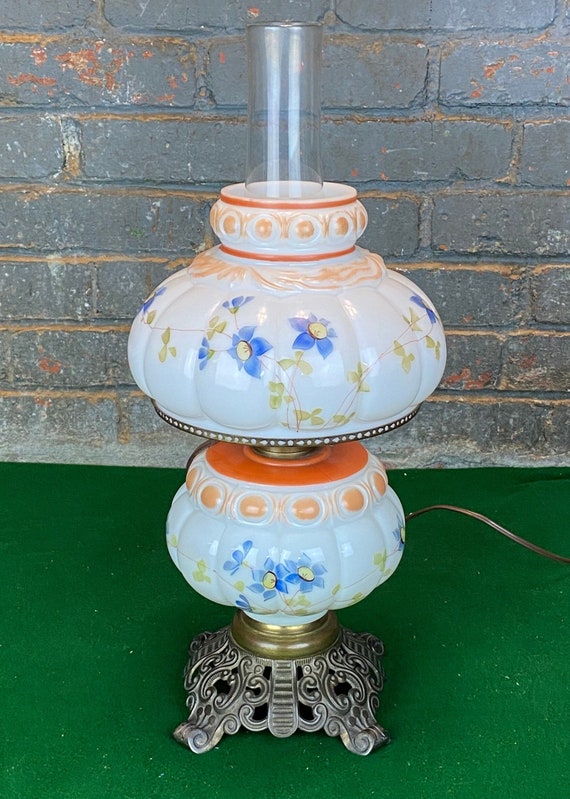 A Beautiful Vintage Victorian Hurricane Table Lamp Electrified