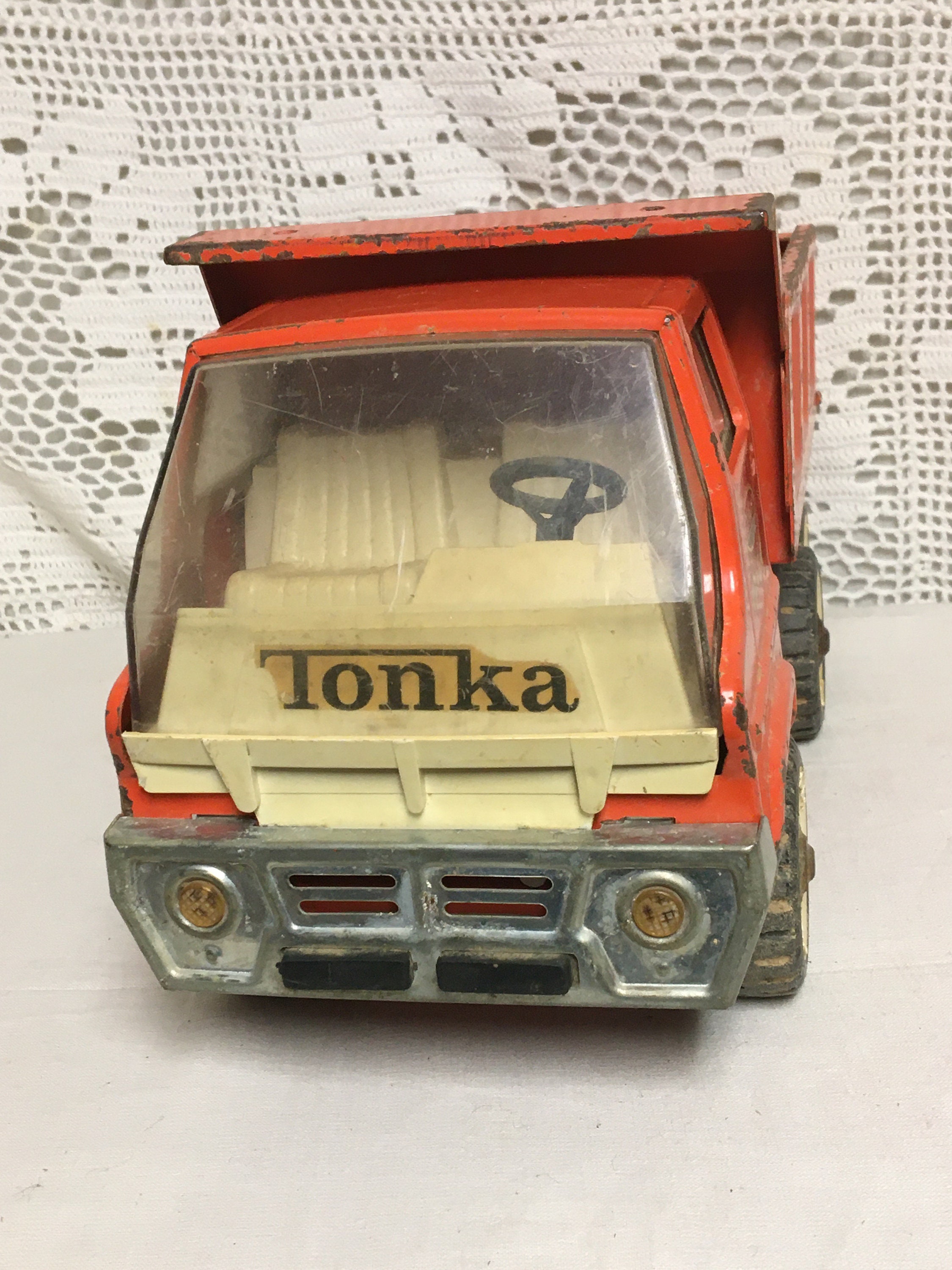 1960's Orange Tonka Hydraulic Dump Truck, Pressed Steel, FREE SHIPPING