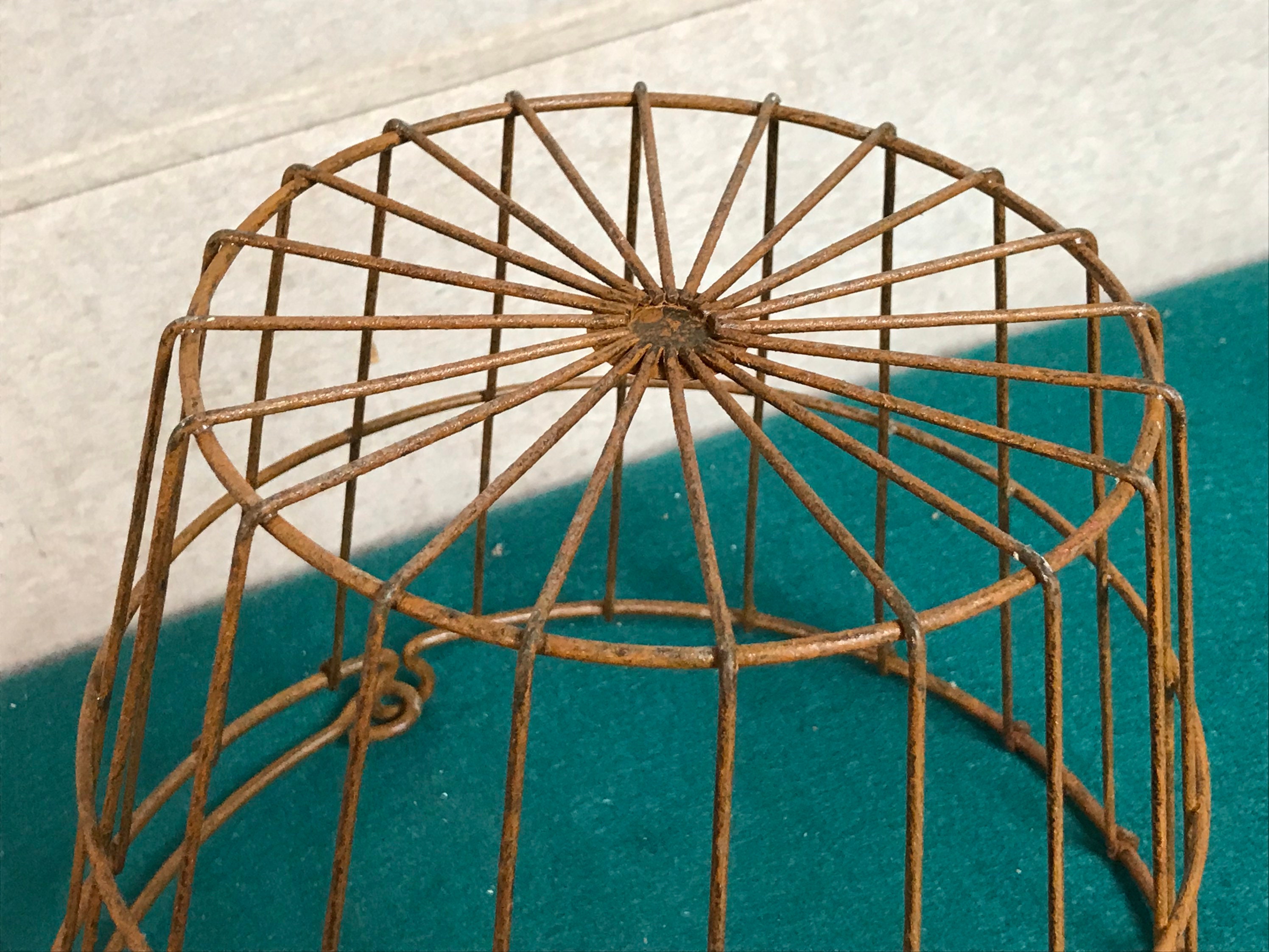 Vintage Wire Egg Basket with Wire & Wood Handle, Primitive Farmhouse Basket