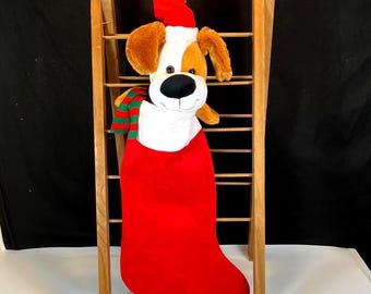 Gemmy, Animated / Singing, Plush Dog Stocking