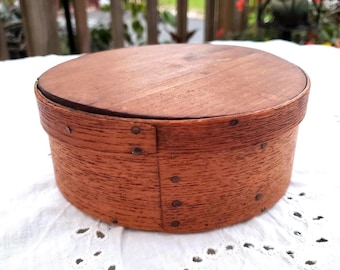 Round Antique Shaker Style Bentwood Box, Small Round Pantry Box, Primitive Kitchen Storage,