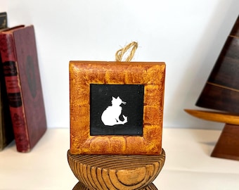 Mini Cat Scherenschnitte in Frame, Papercut Silhouette