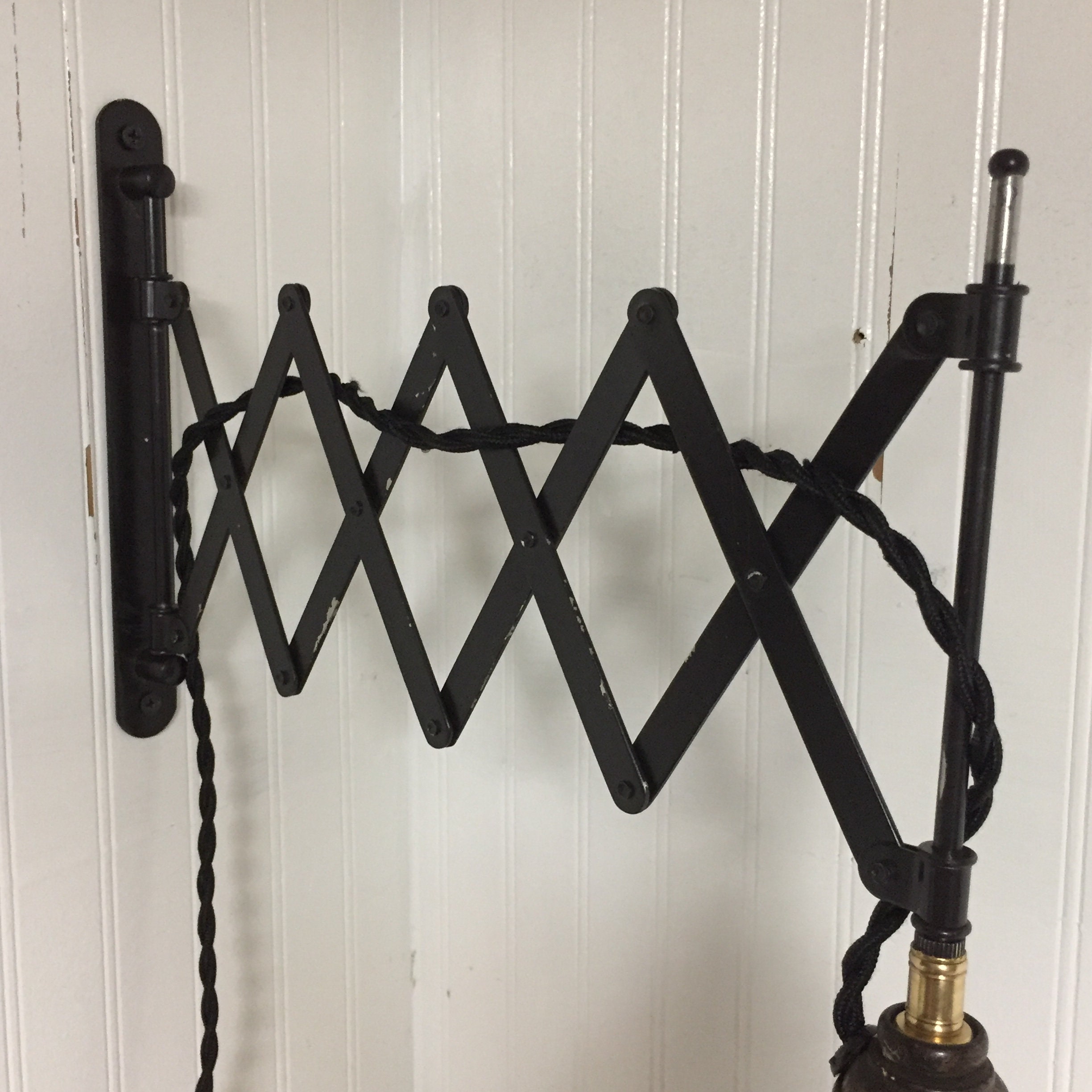 Industrial Articulating Scissor Wall Light, Scissor Cage Light, Vintage