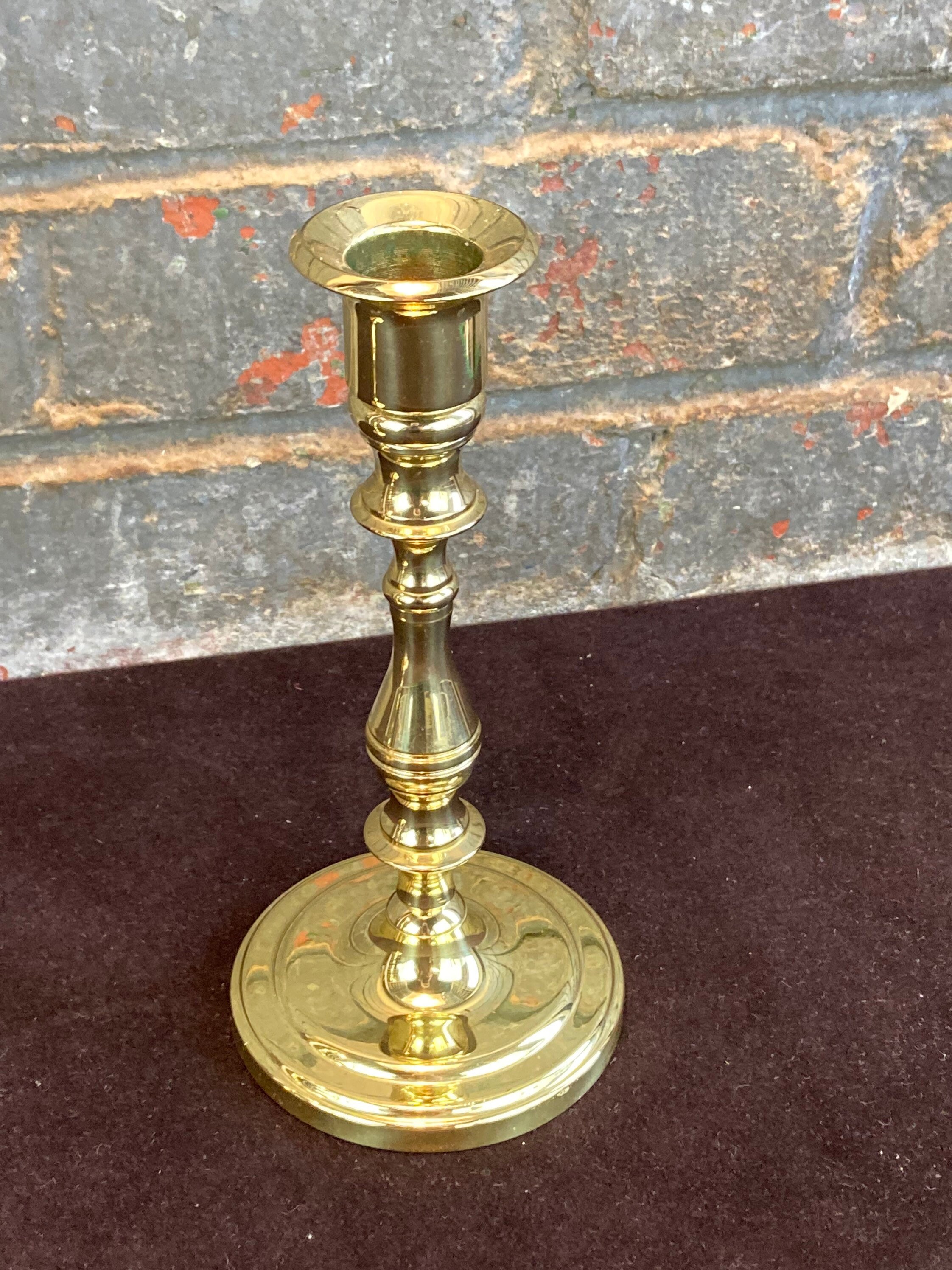 Pair Baldwin Brass Candle Holders, 7 Tall, Solid Brass Candlesticks