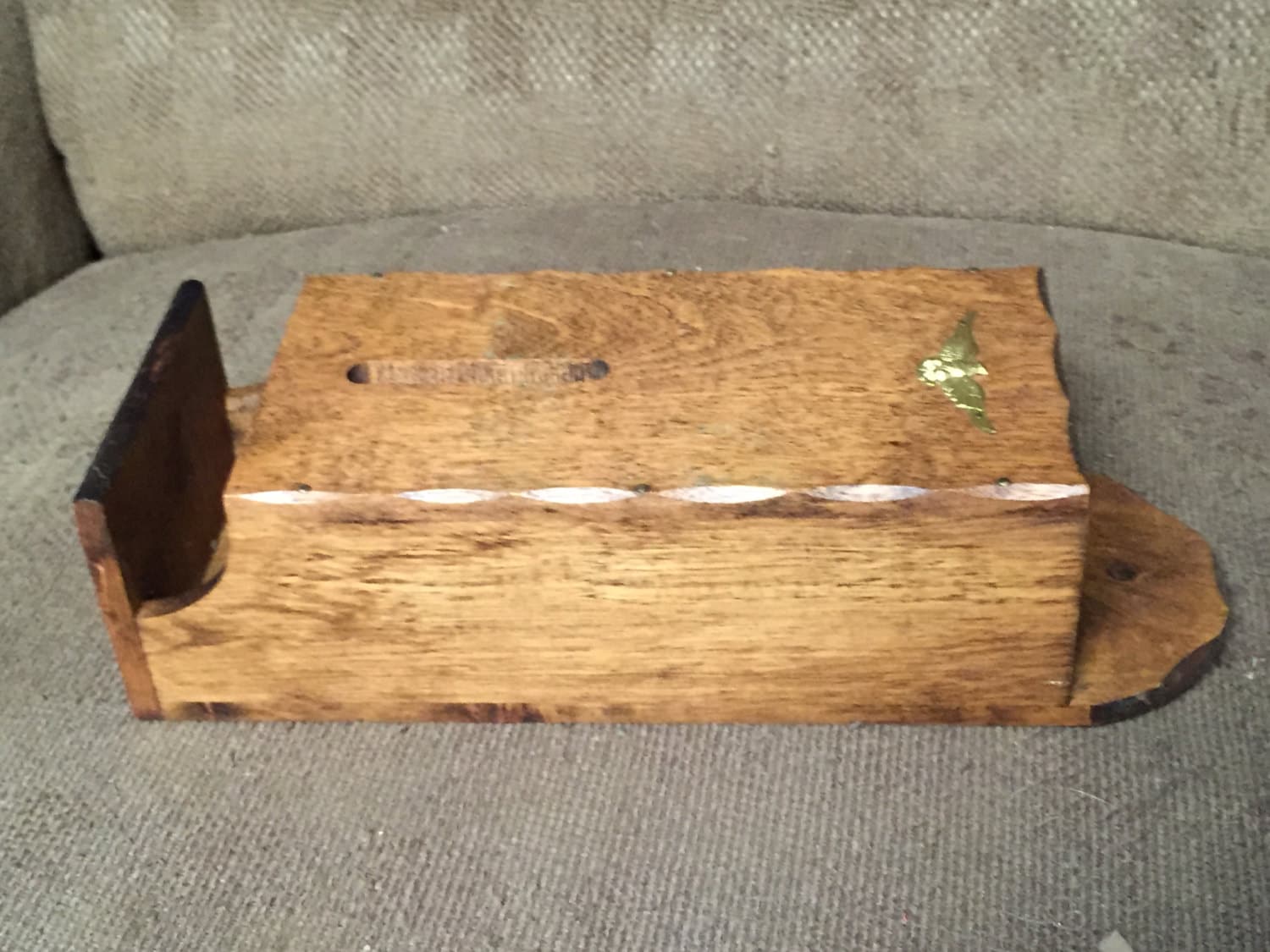 Vintage Wooden Fireplace Match Holder Solid Wood Hanging Matches Holder