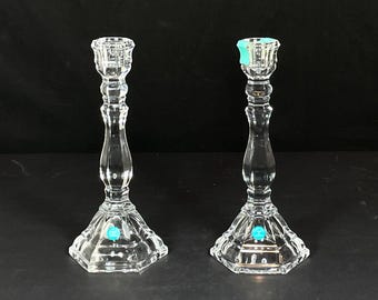 Tiffany and Co, "Hampton" Crystal Candlesticks, Made in German, Pair of Two (2) Candle Holders