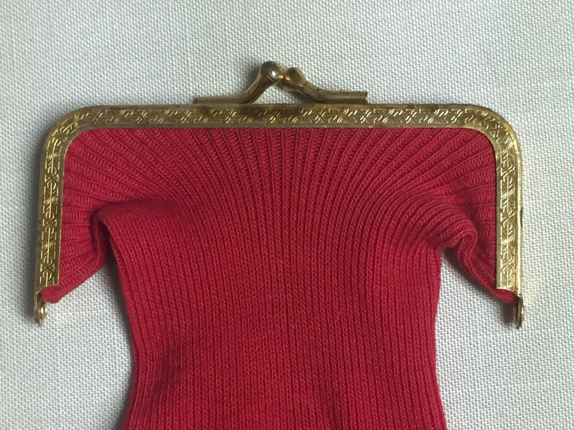 Vintage Red Sock Coin Purse, Stocking Coin Purse