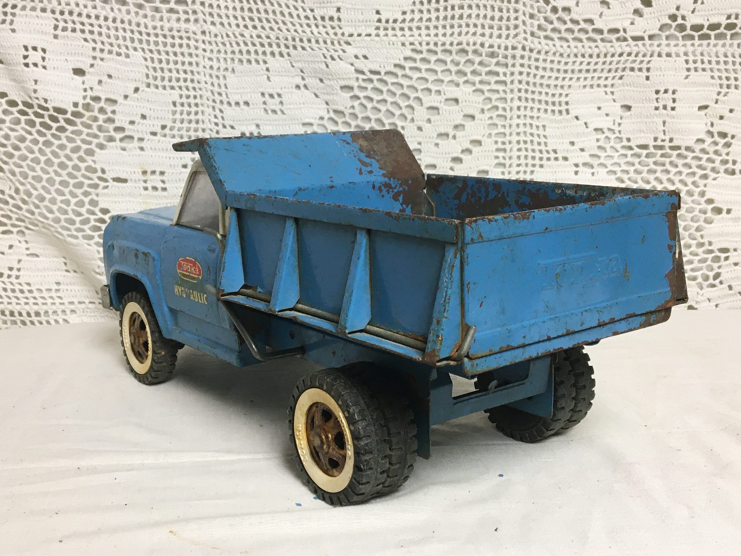1960's Tonka Hydraulic Dump Truck, Blue and White, Pressed Steel