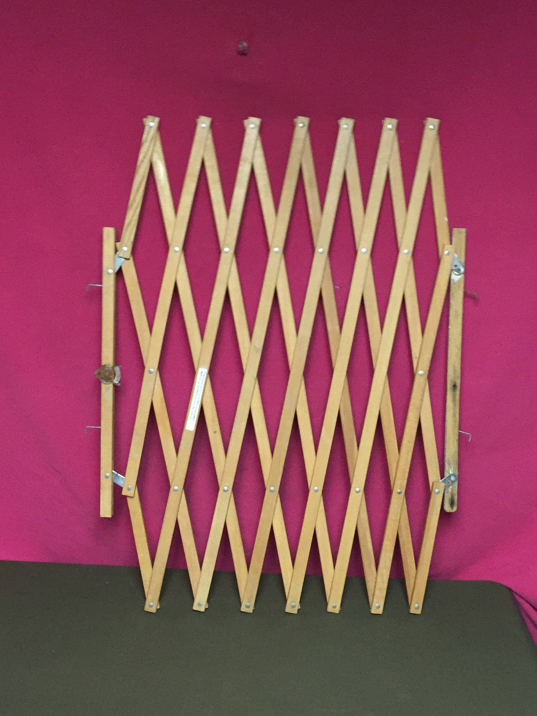 Vintage Wooden Folding Expanding Gate, Accordion Gate, Old Scissors