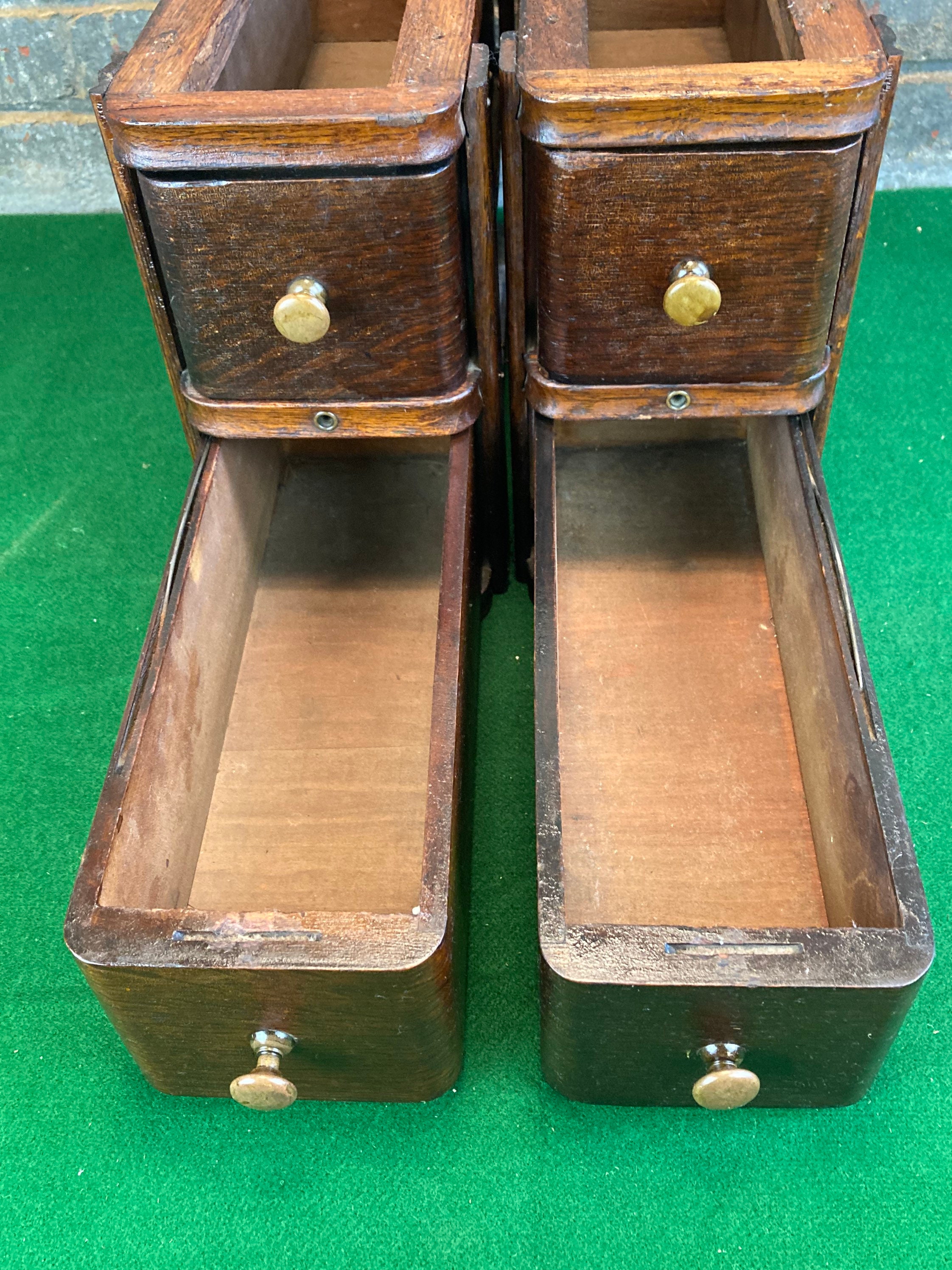 4 Singer Sewing Machine Wooden Drawers w/ Original Frames, Oak Wood
