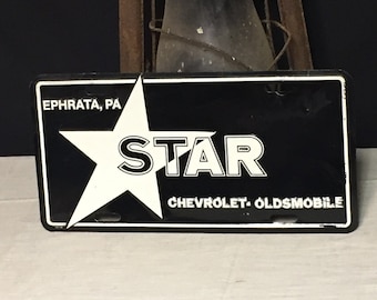 Vintage STAR CHEVROLET Advertising License Plate, Advertising Sign, Chevy Dealership Advertising, Ephrata Pa.