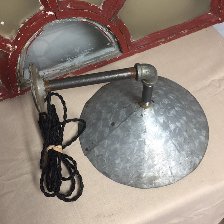 Old Original Galvanized Metal Barn Light Fixture Sconce, Industrial Electric Wall Sconce, Plug ...
