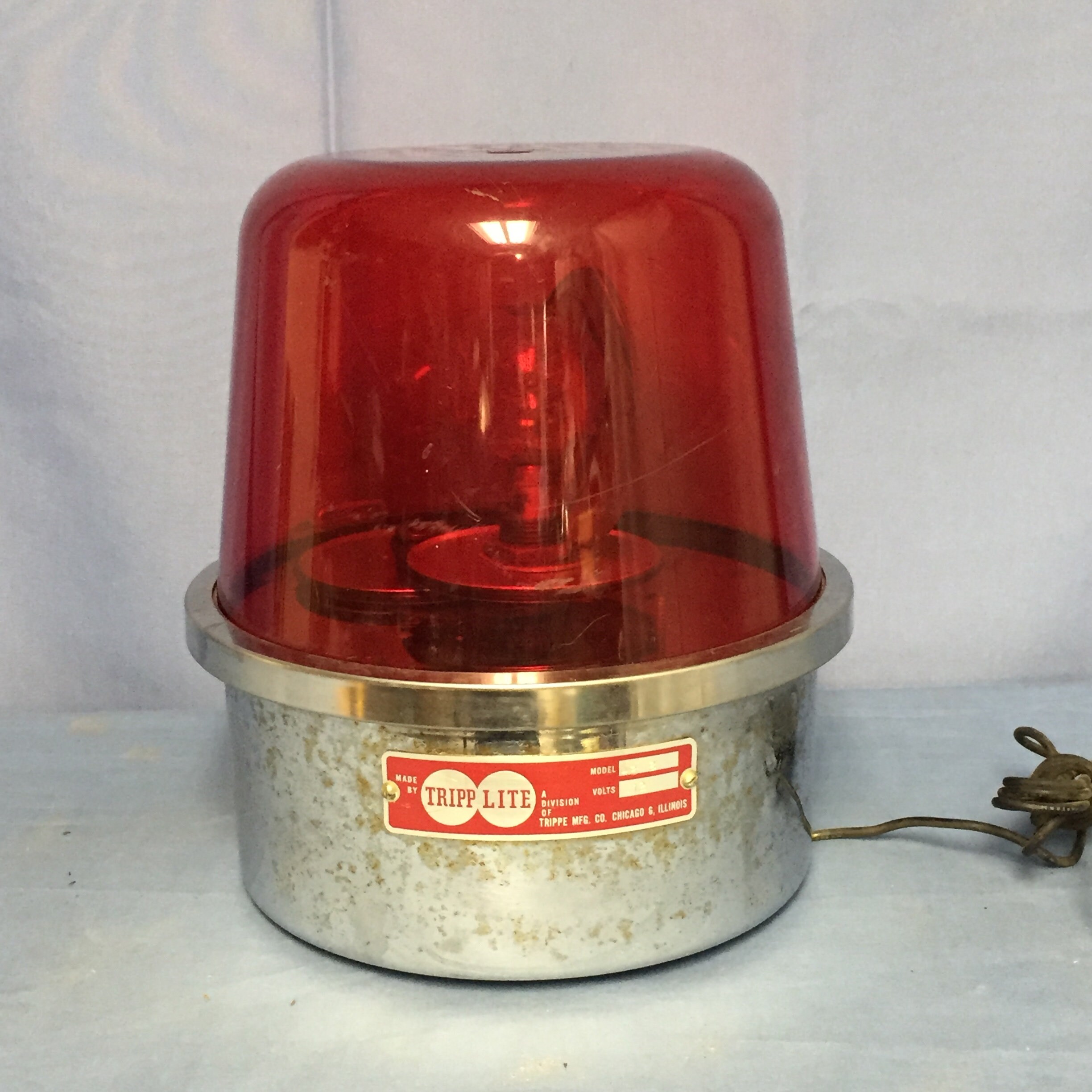 Vintage TRIPP LITE 8 Red Emergency Beacon Light, 12V Red Beacon Light