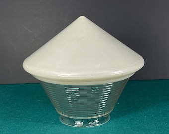1930's Art Deco Ceiling Light Shade Globe, Unique Cone Bullet Shade Pendant or Surface Mount, 3-1/2" Fitter