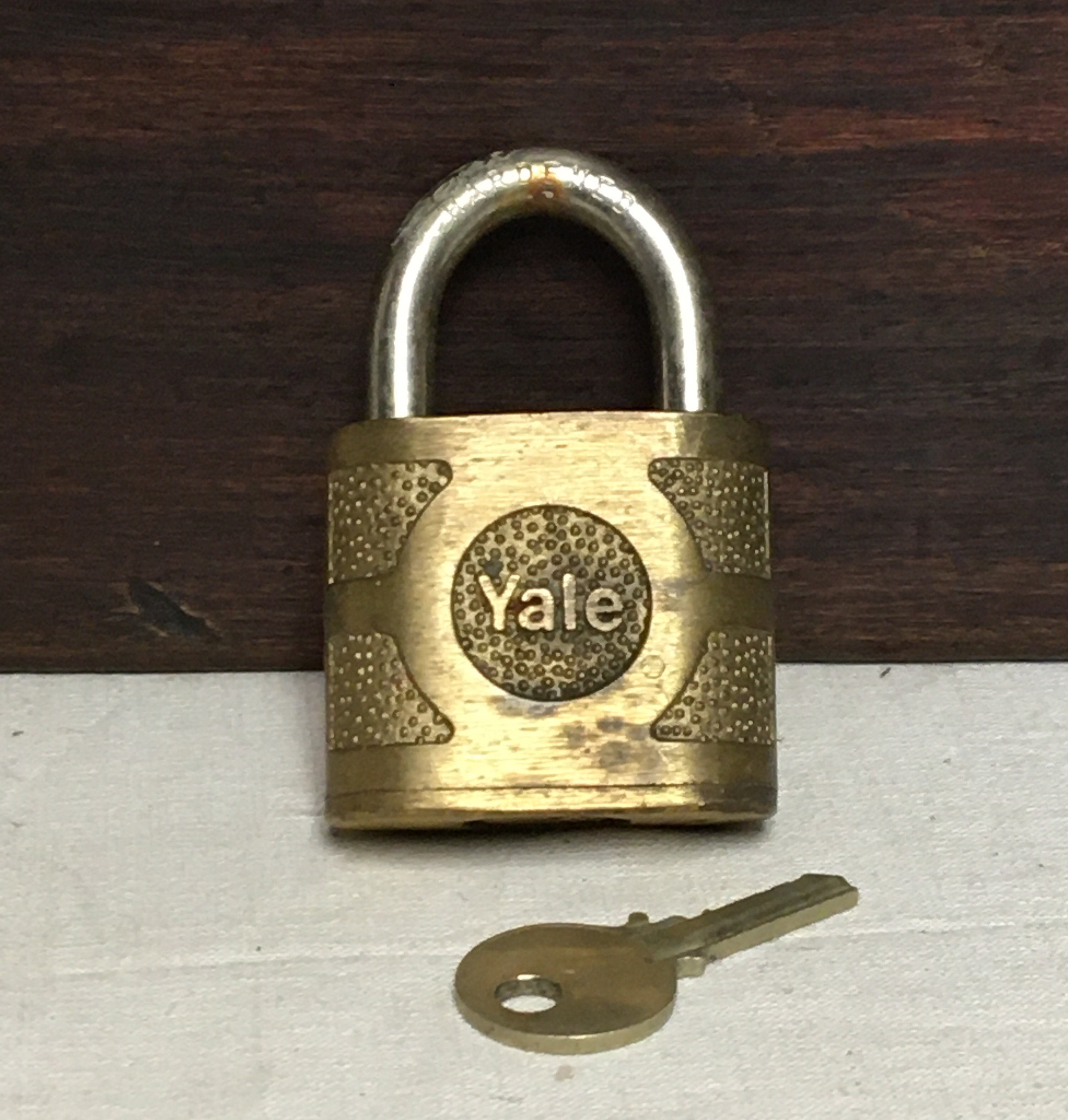 Vintage YALE Solid Brass Padlock with a Hardened Steel Shackle, INCLUDES KEY