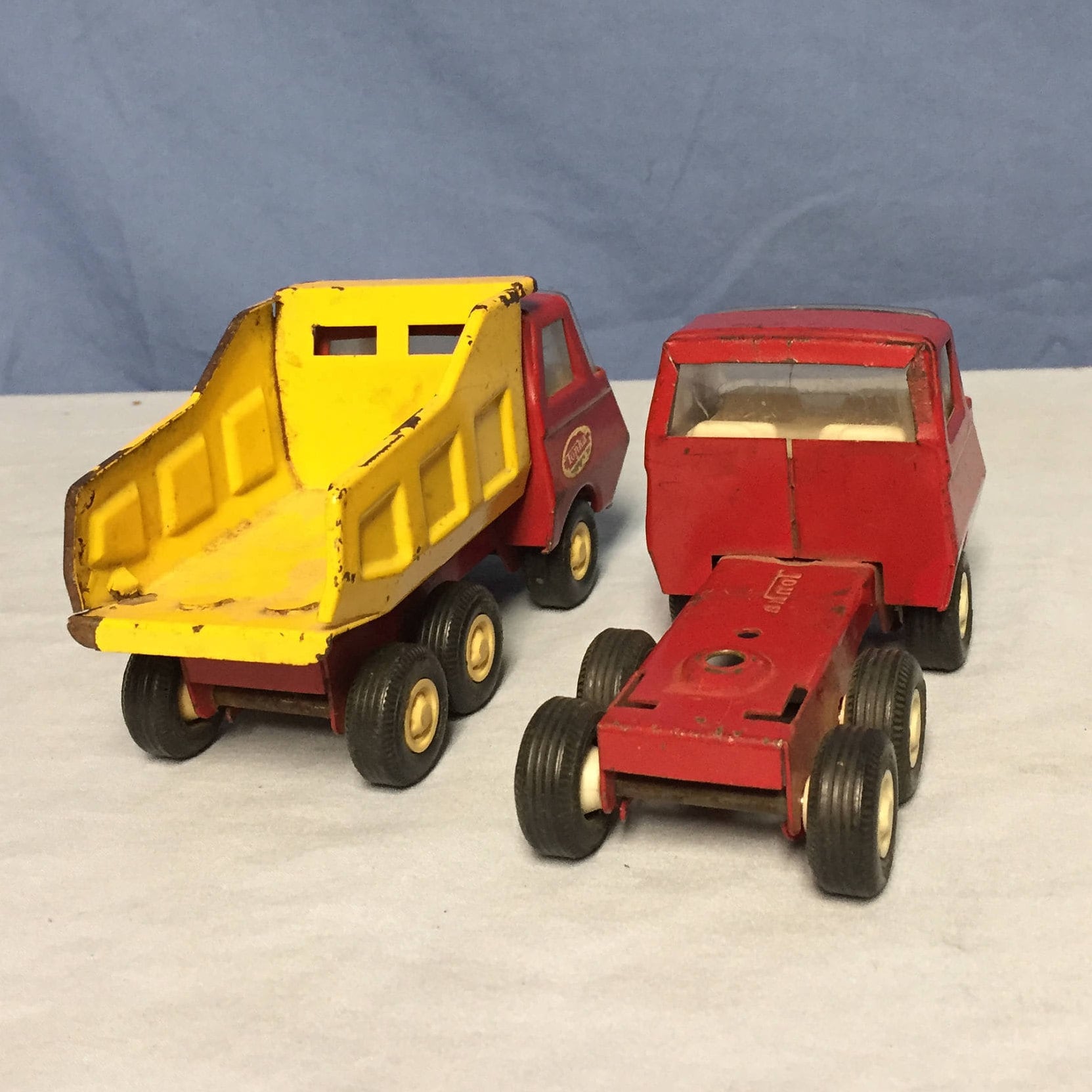 2 Vintage Tonka Die-Cast Mini Trucks, Dump Truck with Red Cab, and ...