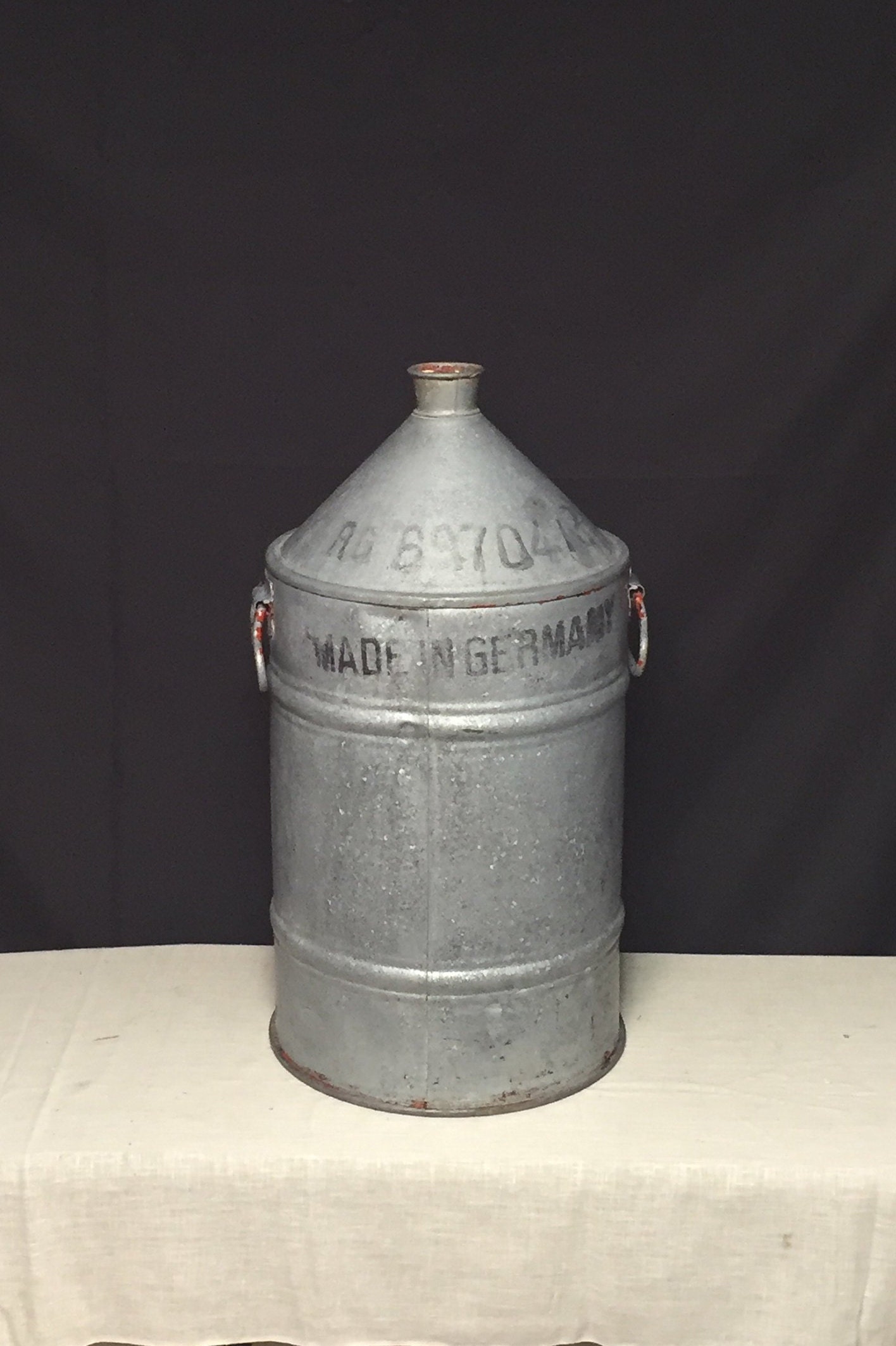 Vintage Unusual Galvanized Metal Beer Keg with Drop Handles, Water Keg