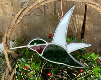 Hummingbird Stained Glass Suncatcher, Handmade Hanging Ornament