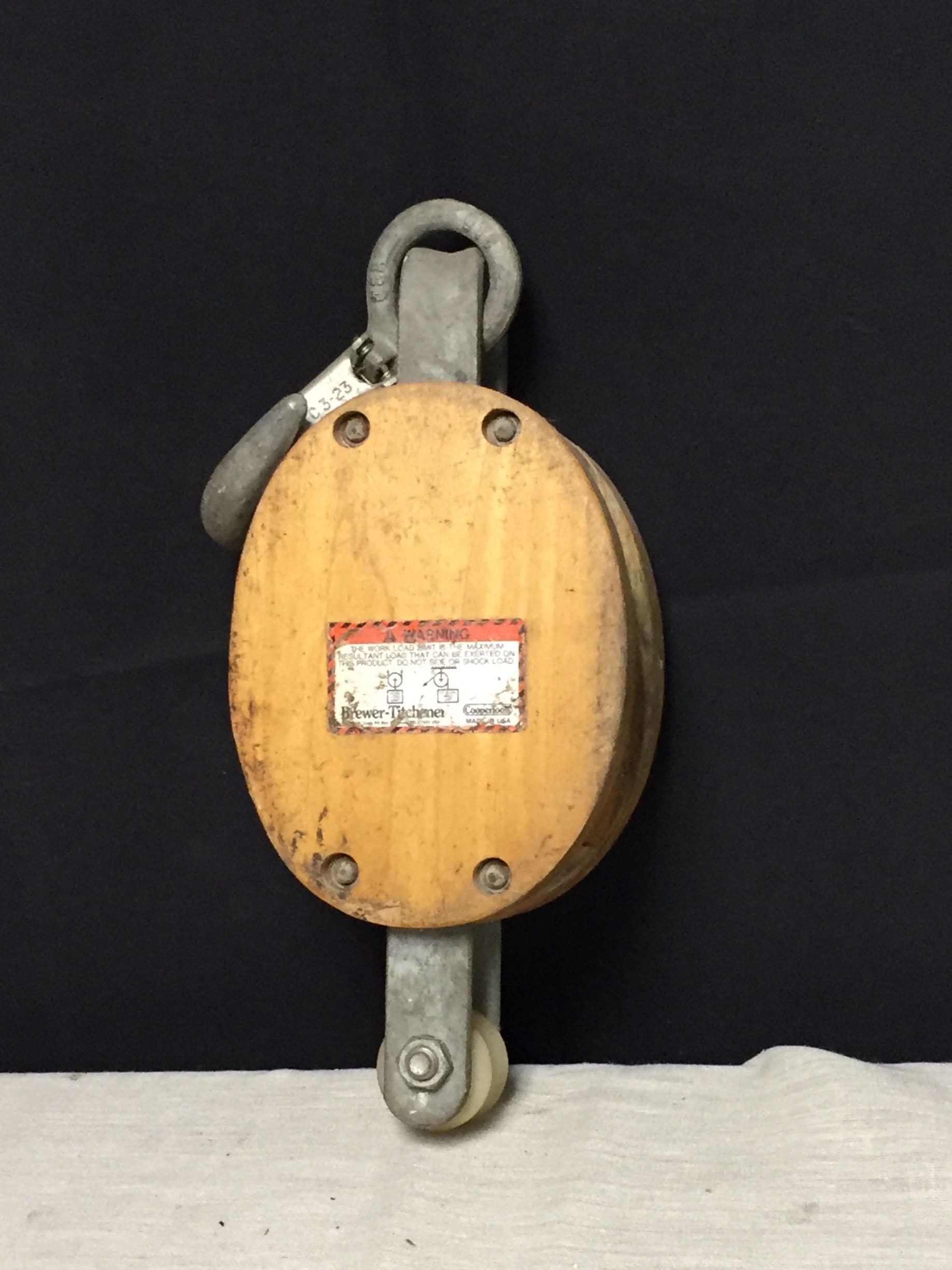 Vintage Brewer Titchener Wooden Pulley Block and Tackle, Cooper Tools