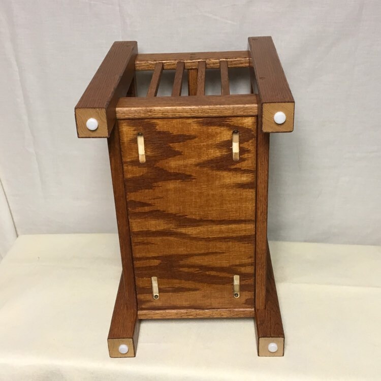 Vintage Solid Oak Wood Magazine Rack, Mission Style Magazine Holder