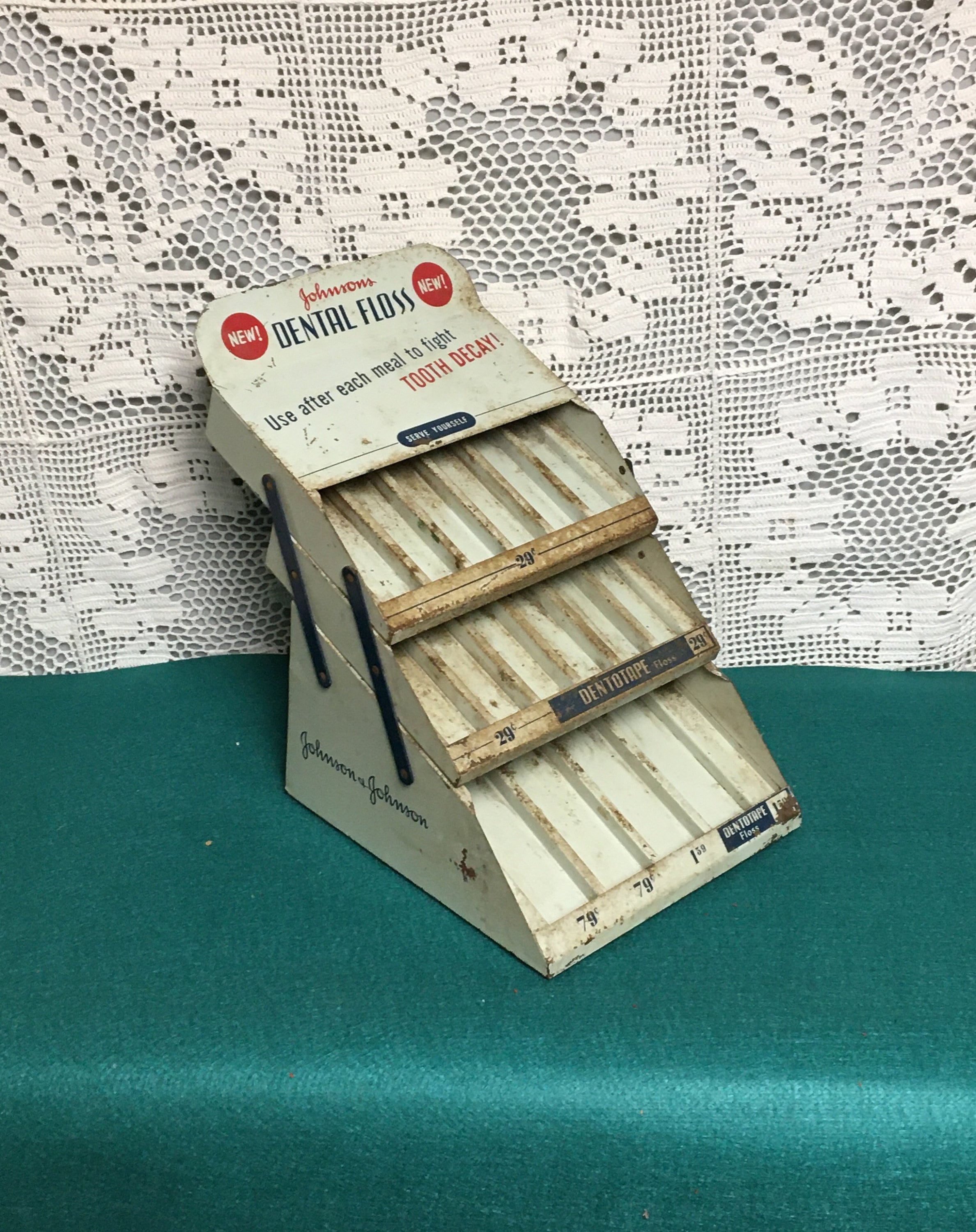 1950's Johnson & Johnson Dental Floss Display Apothecary
